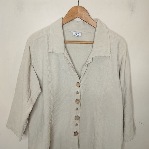 Sea Breeze of California Button Up Shirt Beige Cotton - Picture 2 of 8